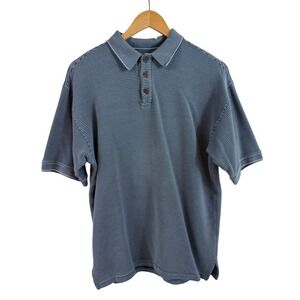 Tommy Bahama Silk Cotton Polo Shirt Blue Striped Coastal Resort Dadcore Size M